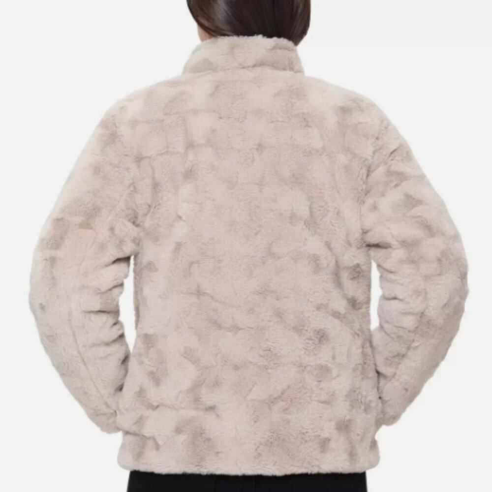 NWT Nicole Miller Reversible Faux Fur Puffer Jacket Tan Size Small - Picture 6 of 16